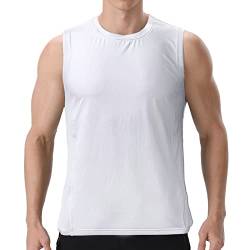 visionreast Tank Top Herren Ärmelloses Sport Tshirts Herren Funktionsshirt Atmungsaktive Muskelshirts Gym Tanktop Schnelltrocknendes Ärmelloses Fitness Shirt für Training,Laufen Silber Weiß XXL von visionreast