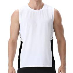 visionreast Tank Top Herren Ärmelloses Sport Tshirts Herren Funktionsshirt Atmungsaktive Muskelshirts Gym Tanktop Schnelltrocknendes Ärmelloses Fitness Shirt für Training,Laufen Weiß M von visionreast