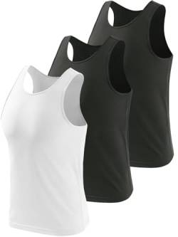 vislivin 3 Pack Workout Tank Top Herren Baumwolle Tanktops Unterhemden Ärmelloses Muskelshirts Fitness Tanks Schwarz/Schwarz/Weiß L von vislivin