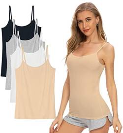 vislivin Damen Leibchen Spaghettiträger Tank Tops Verstellbares Unterhemd Schwarz/Grau/Weiß/Beige S von vislivin