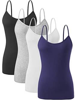 vislivin Damen Leibchen Spaghettiträger Tank Tops Verstellbares Unterhemd Schwarz/Grau/Weiß/Dunkelblau L von vislivin