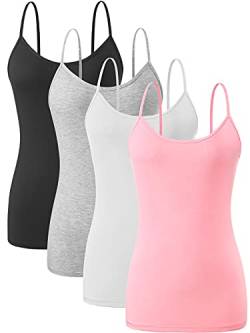 vislivin Damen Leibchen Spaghettiträger Tank Tops Verstellbares Unterhemd Schwarz/Grau/Weiß/Rosa M von vislivin