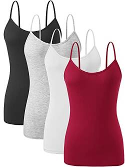 vislivin Damen Leibchen Spaghettiträger Tank Tops Verstellbares Unterhemd Schwarz/Grau/Weiß/Weinrot M von vislivin