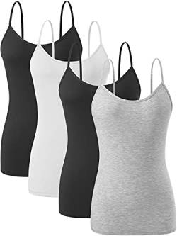 vislivin Damen Leibchen Spaghettiträger Tank Tops Verstellbares Unterhemd Schwarz/Weiß/Schwarz/Grau L von vislivin