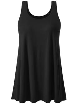 vislivin Damen Top mit Integriertem BH Tank Top Unterhemd Casual Tank Tops Loose Fit Ärmellose Shirt S-XXXXL Black L von vislivin