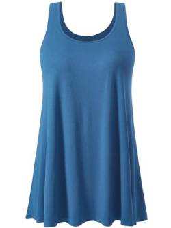 vislivin Damen Top mit Integriertem BH Tank Top Unterhemd Casual Tank Tops Loose Fit Ärmellose Shirt S-XXXXL Blue L von vislivin