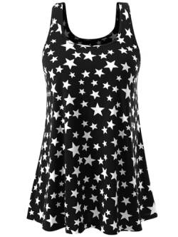 vislivin Damen Top mit Integriertem BH Tank Top Unterhemd Casual Tank Tops Loose Fit Ärmellose Shirt S-XXXXL Star Black L von vislivin