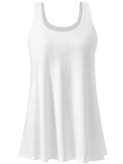 vislivin Damen Top mit Integriertem BH Tank Top Unterhemd Casual Tank Tops Loose Fit Ärmellose Shirt S-XXXXL White L von vislivin