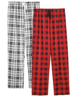 vislivin Freizeithose Damen Lang Schlafanzughose Karierte Pyjamahose Weiche Frauen Hose mit Taschen Schwarzer Streifen/Rot Streifen S von vislivin