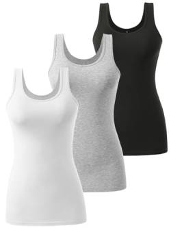 vislivin Tank Top Damen Baumwolle Tanktops Basic Unterhemden Ärmelloses Workout Tops Schwarz/Grau/Weiß XL von vislivin