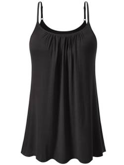 vislivin Top mit Integriertem BH Damen Unterhemd Spaghettiträger Tops Loose Tank Ärmellose Bluse Trägertops S-XXXXL Black L von vislivin