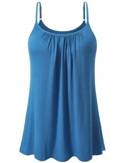 vislivin Top mit Integriertem BH Damen Unterhemd Spaghettiträger Tops Loose Tank Ärmellose Bluse Trägertops S-XXXXL Blue S von vislivin