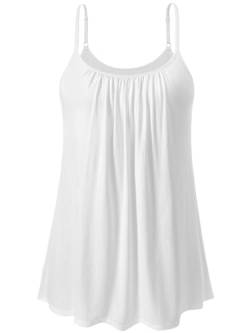 vislivin Top mit Integriertem BH Damen Unterhemd Spaghettiträger Tops Loose Tank Ärmellose Bluse Trägertops S-XXXXL White XXL von vislivin