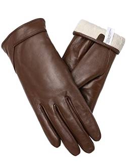 vislivin Touchscreen Handschuhe Damen Winter Lederhandschuhe Warme Leder SMS Handschuhe Braun L von vislivin