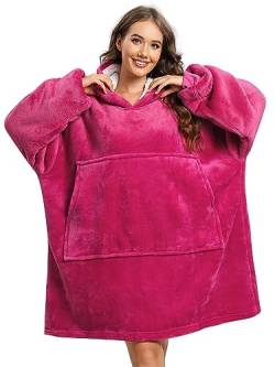 vislivin Übergroße Hoodie Sweatshirt Damen Decke mit Kapuze Robe Warm Kapuzenpullover Decke Hoodie Weinrot von vislivin