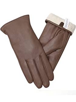 vislivin Vollhand Touchscreen-Handschuhe für Damen Leder Handschuhe Warmer Winter SMS Autofahren Handschuh Braun M von vislivin