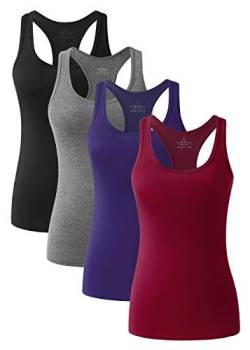 vislivin Workout Tanktops für Damen Racerback Yoga Tanks Basic Sportliche Activewear-4er Pack Schwarz/Dunkelgrau/Dunkelblau/Weinrot S von vislivin