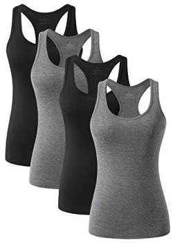 vislivin Workout Tanktops für Damen Racerback Yoga Tanks Basic Sportliche Activewear-4er Pack Schwarz/Dunkelgrau/Schwarz/Dunkelgrau S von vislivin