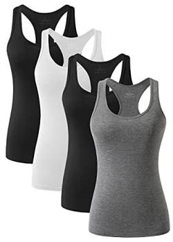 vislivin Workout Tanktops für Damen Racerback Yoga Tanks Basic Sportliche Activewear-4er Pack Schwarz/Weiß/Schwarz/Grau S-1 von vislivin