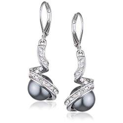 Vissen Grau Perlen Hängende Ohrringe Damen Mädchen Weiss Vergoldete Leverback Zirkonia Ohrringe Modeschmuck Geschenk von vissen