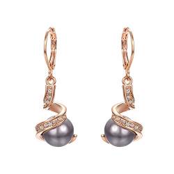 Vissen Grau Perlen Ohrringe Hängend Damen Vergoldete Leverback Zirkonia Ohrringe Modeschmuck Geschenk von vissen
