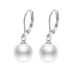 Vissen Perlen Ohrringe HäNgend Damen 10mm WeißE Perle Mit AnhäNger Leverback Hoops Modeschmuck Ohrringe Geschenk von vissen