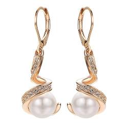 Vissen Weiße Perlen Ohrringe Hängend Damen Vergoldete Leverback Zirkonia Modeschmuck Ohrringe Creolen von vissen