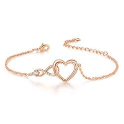 vissen Unendlichkeitszeichen Armband Damen Herz Ketten Größenverstellbare Armbänder Rosegold Pärchen Armbänder Edelstahl von vissen