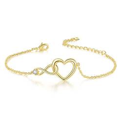 vissen Unendlichkeitszeichen Damen Herz Vergoldet Ketten Edelstahl Silber Größenverstellbare Modische Armbänder von vissen