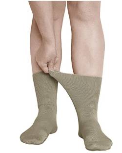 vitsocks Damen Diabetikersocken extra weit ohne Gummi (3x PACK) geschwollene Füße Beine, Beige, 35-38 von vitsocks