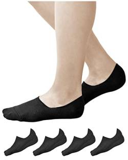 vitsocks Damen Füßlinge Sneaker Socken unsichtbar (4 PACK) 98% Baumwolle Silikon Ferse, Schwarz, 35-38 von vitsocks