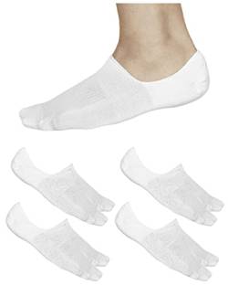 vitsocks Damen Füßlinge Sneaker Socken unsichtbar (4 PACK) 98% Baumwolle Silikon Ferse, Weiß, 35-38 von vitsocks