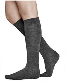 vitsocks Damen Kniestrümpfe 80% MERINO Wolle warme lange Socken weich atmungsaktiv Winter, grau, 35-38 von vitsocks