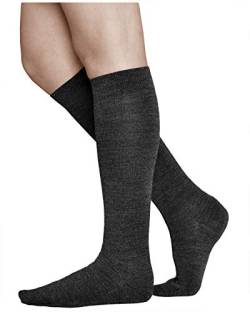 vitsocks Damen Kniestrümpfe 80% MERINO Wolle warme lange Socken weich atmungsaktiv Winter, schwarz, 39-42 von vitsocks