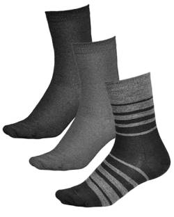 vitsocks Damen Merinosocken 80% MERINO Wolle warm weich (3x PACK) einfarbig & mit Streifen, schwarz grau, 35-38 von vitsocks