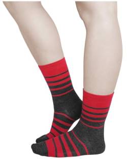 vitsocks Damen Merinosocken 80% MERINO Wolle warm weich (3x PACK) mit Streifen, grau rot, 35-38 von vitsocks