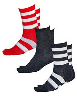 vitsocks Damen Merinosocken 80% MERINO Wolle warm weich (3x PACK) mit Streifen, schwarz grau weiß rot, 39-42 von vitsocks