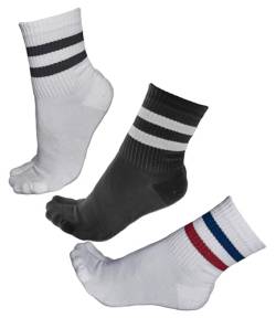 vitsocks Damen Sport Socken BAMBUS Retro Tennissocken Streifen (3x PACK) gepolstert atmungsaktiv, 2x Weiß 1x Schwarz, 35-38 von vitsocks