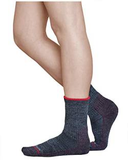 vitsocks Damen Wandersocken MERINO Wolle mit Polsterung, warme Trekking Socken Anti-Blasen, grau-burgund, 35-38 von vitsocks