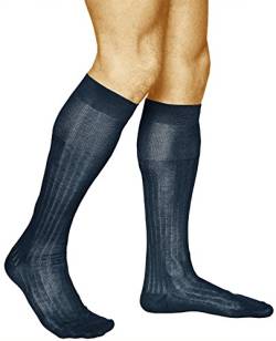 vitsocks Herren 100% Baumwolle Kniestrümpfe dünn Anzug (2x PACK) premium lange Socken, dunkelblau, 39-41 von vitsocks