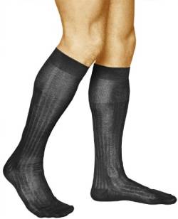 vitsocks Herren 100% Baumwolle Kniestrümpfe dünn Anzug (2x PACK) premium lange Socken, schwarz, 39-41 von vitsocks