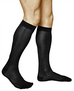 vitsocks Herren Business Kniestrümpfe dünne lange Socken (2x PACK) Premium Stilvoll, schwarz, 42-43 von vitsocks