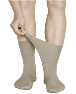 vitsocks Herren Diabetikersocken extra weit ohne Gummi (3x PACK) geschwollene Füße Beine, Beige, 39-41 von vitsocks