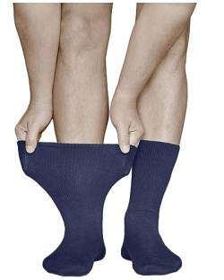 vitsocks Herren Diabetikersocken extra weit ohne Gummi (3x PACK) geschwollene Füße Beine, Dunkelblau, 42-43 von vitsocks