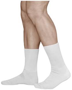 vitsocks Herren Diabetikersocken extra weit ohne Gummi (3x PACK) geschwollene Füße Beine, Weiß, 42-43 von vitsocks