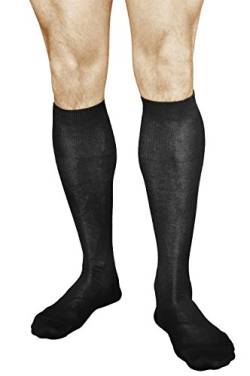 vitsocks Herren Kniestrümpfe 100% BAUMWOLLE lange Socken (2x PACK) dünn atmungsaktiv weich, schwarz, 42-43 von vitsocks