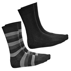 vitsocks Herren Merino Socken 80% Wolle warm atmungsaktiv (2x PACK) einfarbig & mit Streifen, schwarz-grau, 39-41 von vitsocks
