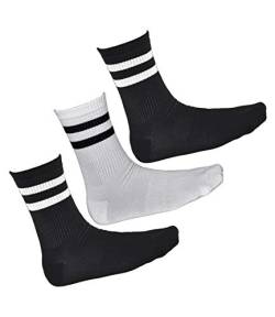 vitsocks Herren Sport Socken BAMBUS Retro Tennissocken Streifen (3x PACK) gepolstert atmungsaktiv, 2x Schwarz 1x Weiß, 43-46 von vitsocks