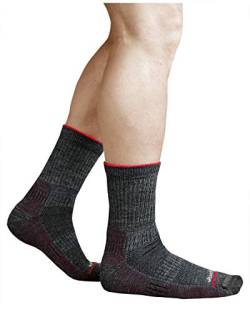 vitsocks Herren Wandersocken MERINO Wolle mit Polsterung, warme Trekking Socken Anti-Blasen, grün-grau, 35-38 von vitsocks