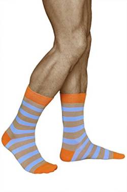 vitsocks Herren coole bunte Socken mit geometrischem Motiv, Baumwolle weich atmungsaktiv, 1-pack: orange blau beige streifen, 43-46 von vitsocks